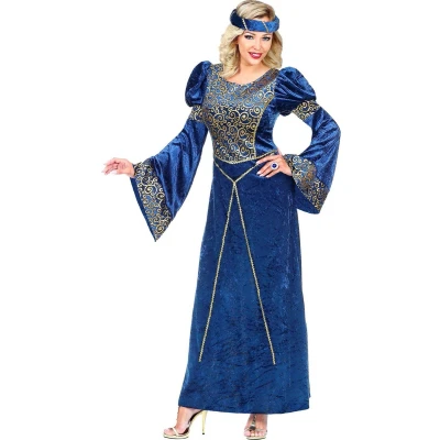 Afbeelding van Widmann Middeleeuwen &amp; Renaissance Kostuum Hofdame Gwendolyn Vrouw Blauw XXXL Carnavalskleding Verkleedkleding