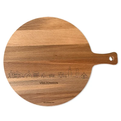 Afbeelding van Skyline Serveerplank Rond Vriezenveen Hapjesplank Tapas Hapjes Serveren 29cm WoodWideCities