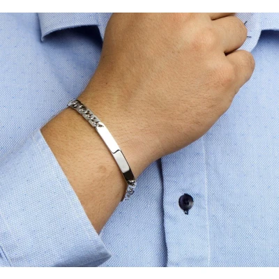 Afbeelding van Trendjuwelier huiscollectie Graveerarmband Zilver Gourmet Plaat 6,5 mm