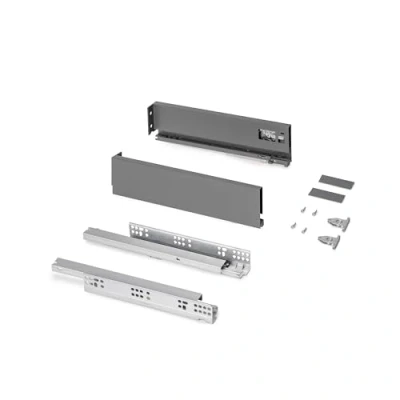 Afbeelding van Emuca Lade kit voor keukens of bad, hoogte 178mm, diepte 500mm, 30Kg, zachte sluiting, Panelen niet meegeleverd, Staal, Antracietgrijs