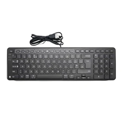 Afbeelding van Contour Balance Keyboard Zwart Bedraad USB toetsenbord Amerikaanse indeling Super slank Ergonomisch Numeriek + multimedia toetsen Thuis en kantoor Voor Windows Mac