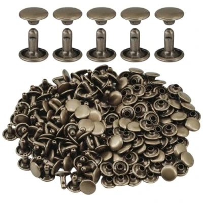 Afbeelding van Selyse 100 stuks holle klinknagels 9 x mm schacht dubbele kop ronde metalen voor doe het zelf handwerk leer, vervangende (antiek brons)