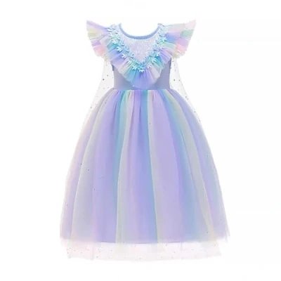 Afbeelding van Lito Angels Eenhoorn Kostuum Verjaardagsfeest Prinses Jurk met Cape voor Kind Meisjes Maat 146 Leeftijd 7 8 Jaar Markering 150, Blauw