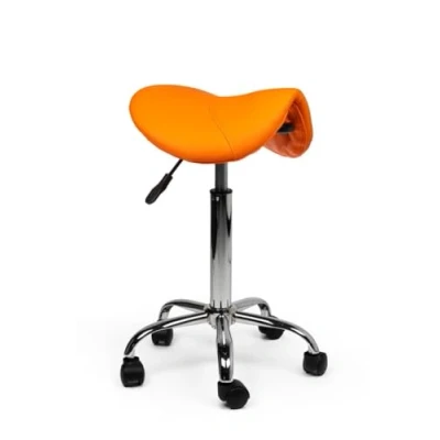 Afbeelding van zadelkruk Kalista Standaard Oranje Zithoogte 50/68cm kruk op wielen krukje werkkruk bureaukruk kapperskruk verstelbaar draaikruk tabouret met rugleuning tot 160kg