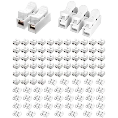 Afbeelding van QWORK® 100 Stuks Lustre Terminals Pluggable, CH2 CH3 Quick Connector Wire Kabelverbinding Klemmen (60xCH2 en 40xCH3)