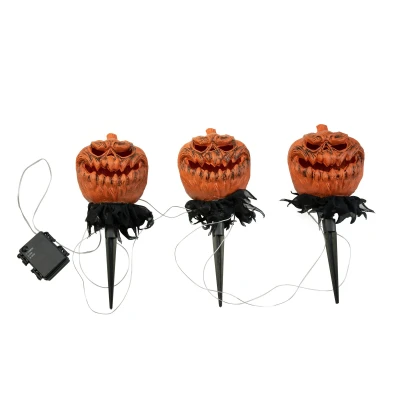 Afbeelding van Europalms Halloween Pompoen met Staak Set van 3 39cm decoratie versiering accessoires feest