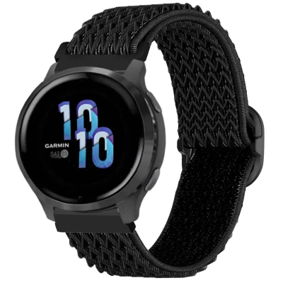 Afbeelding van Elastisch nylon bandje Universeel 22 mm aansluiting Zwart iMoshion Textiel