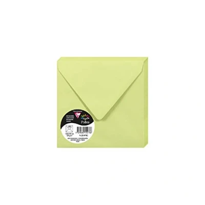 Afbeelding van Clairefontaine 55478C verpakking met 20 enveloppen pollen, 140 x mm, 120 g, ideaal voor uitnodigingen en correspondentie, knoopgroen, 1