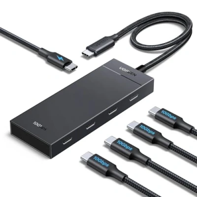 Afbeelding van UGREEN USB C Hub 10 Gbps met PD 100W, adapter 4*USB poorten, snelle multipoortsplitter voor iPhone 16 serie, Galaxy S24, MacBook Pro, iMac, iPad Chromebook en meer