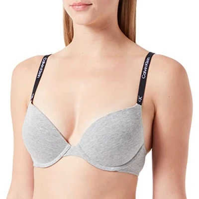 Afbeelding van Calvin Klein dames CK96 push up bh met logoband in de kleur Grijsmele, maat: C70