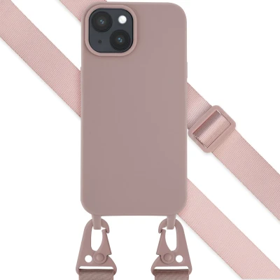 Afbeelding van Apple iPhone 15 Hoesje Siliconen en TPU (zacht) Selencia Softcase/Koordhoesje/Backcover Roze Telefoonhoesje