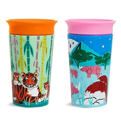 Afbeelding van Munchkin Miracle 360 Wildlove Sippy Cup, 9Oz/266Ml, Rhino And Tiger, 2 Pack