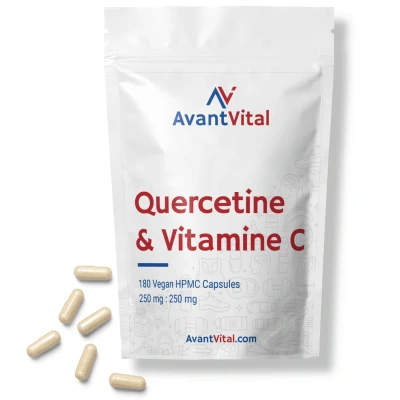 Afbeelding van Quercetine &amp; Vitamine C Optimale verhouding 250 mg : 180 Vegan Capsules AvantVital Voedingssupplementen