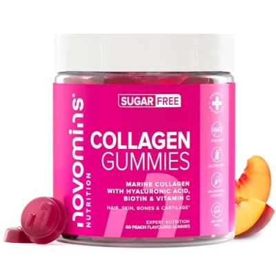 Afbeelding van Collageen Gummies Suikervrij Superior Type I gehydrolyseerd marine voor vrouwen en mannen Doordrenkt met biotine, vitamine C hyaluronzuur Gummy Vitamins Novomins