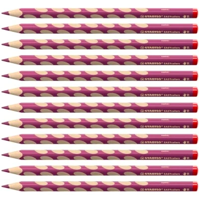 Afbeelding van Ergonomisch kleurpotlood voor rechtshandigen STABILO EASYcolors 12 stuks rood paars