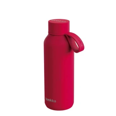 Afbeelding van Quokka Thermosfles roestvrij staal solide met hanger Cherry Red 510 ml