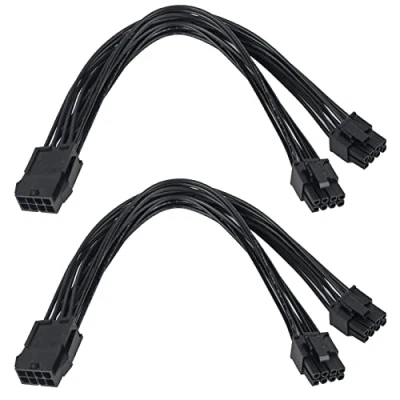 Afbeelding van YieJoya grafische kaart kabel, 8 pins naar PCIe adapter stroomkabel, 2 pack pin dual (6+2) PCI Express stroomadapter GPU VGA mijnbouw videokaart converter kabel