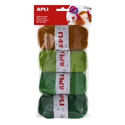 Afbeelding van Apli 946051 wolbol 4 stuks 50 g, groene tinten