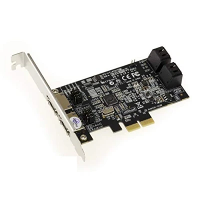 Afbeelding van KALEA INFORMATIQUE PCIe 4 + 2 poorten SATA en eSATA 6G controllerkaart met Marvell 88SE9230 chipset Raid 0 1 10 Hyperduo