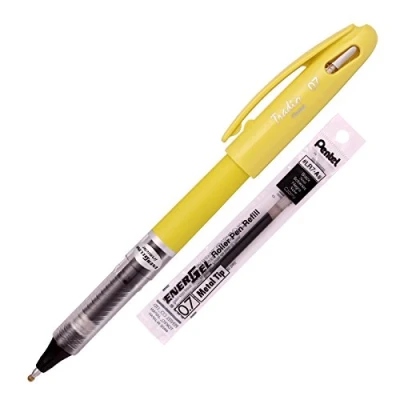 Afbeelding van Pentel BL117F EnerGel Tradio Fluo 0,7 mm, gele schacht, zwarte inkt, 12 stuks