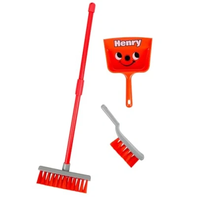 Afbeelding van Casdon Henry Bezem &amp; Stoffer en Blik Rood Speelgoedschoonmaakset