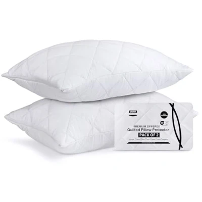 Afbeelding van Utopia Bedding kussenbeschermer 50 x 75 cm, 2 stuks gewatteerde met ritssluiting, zachte en ademende microvezelkussensloop (Wit)