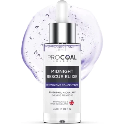 Afbeelding van Procoal Midnight Rescue Elixir 30ml Anti Ageing Face Serum voor zachte, soepele en gloeiende huid, botanische gezichtsolie met rozenbottelolie, avondprimerose &amp; squalane, wreedvrij, gemaakt in het Verenigd Koninkrijk