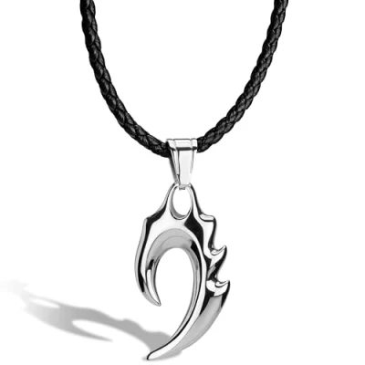 Afbeelding van SERASAR Lederen Halsband Man [Flame] Zilver 60cm Premium Sieraden