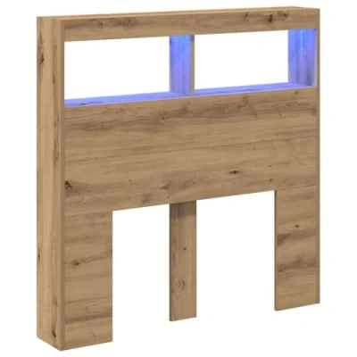 Afbeelding van Hoofdbordkast met LED 100x17x102 cm artisan eikenkleurig