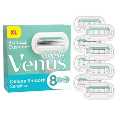 Afbeelding van Gillette Venus Deluxe Smooth Sensitive Navulmesjes Voor Vrouwen, 8, 5 Mesjes Een Gladde Scheerbeurt Met Langdurig Resultaat