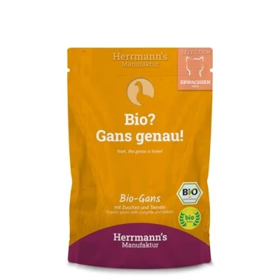 Afbeelding van Herrmann&#039;s Bio Selection kat Gans met courgette 100 gr. per 20 stuks