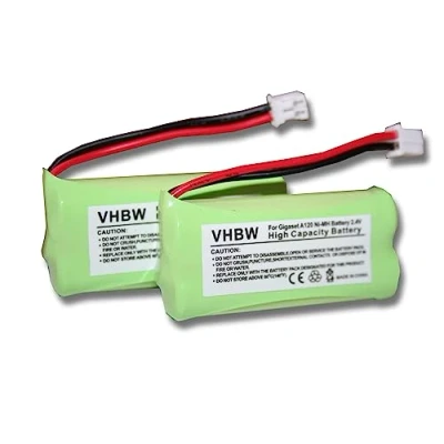 Afbeelding van Voordeelverpakking, 2 Ni MH batterijen, 700 mAh, 2,4 V, geschikt voor Siemens Gigaset A120, A140 etc. &amp; UNIVERSUM CL15, SL15 vervangen V30145 K1310 X383 enz.