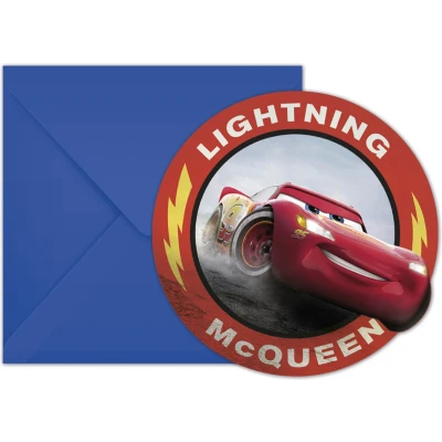 Afbeelding van Procos uitnodigingen Cars The Legend of Track rood 12 delig