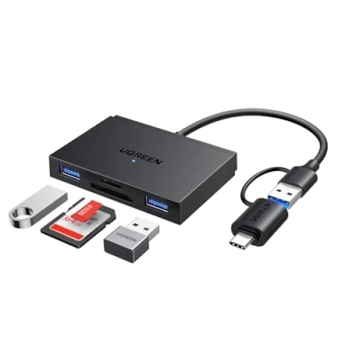 Afbeelding van UGREEN 4 in 1 SD kaartlezer, USB C &amp; 3.0 OTG adapter en kaartlezer met SD, TF 2*USB poorten, 5Gbps compatibel mobiele telefoon/iPad/laptop/desktop