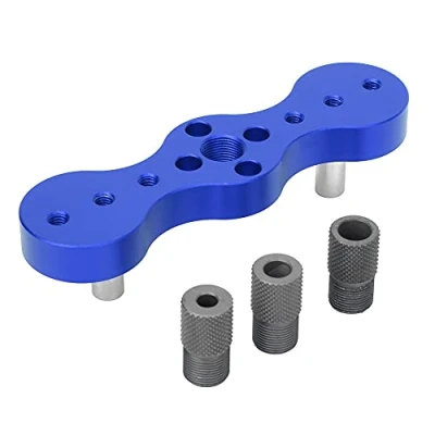 Afbeelding van Zelfcentrerende Doweling Jig Kit, Aluminium 6/8/10mm Punch Locator Positioner Precieze Houtbewerking Boor Gids Tool(Blauw)