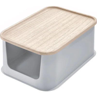 Afbeelding van Opbergbox iDesign Medium Met Opening En Deksel Grijs (30 x 21 cm)