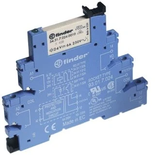 Afbeelding van Finder interfacerelais voet relais schroefaansluiting 6 2 mm 1 wisselcontact 6a 250vac spoelspanning vac dc contact agni 38 51 0 006 0060