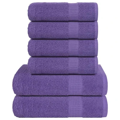 Afbeelding van VidaXL 6 delige handdoekenset 360 g/m² 100% katoen paars