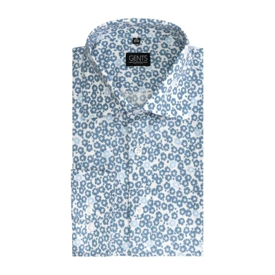 Afbeelding van Gents Print bloemetje grijs blauw Maat XL