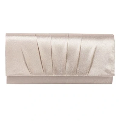 Afbeelding van Damara Womens Satin Geplooide Clutch Bag Bruiloft Bruids Prom Avond Handtas, Champagne, Large