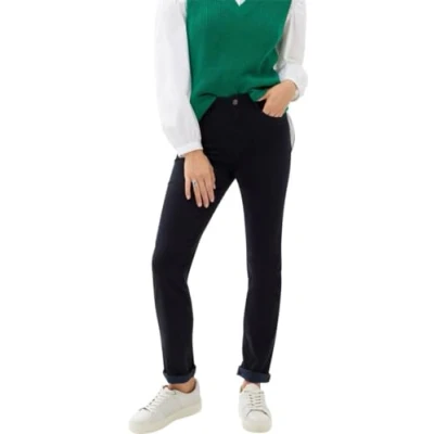 Afbeelding van BRAX dames Carola mid waist slim fit chino in lyocellblend de kleur Donkerblauw, maat: 46