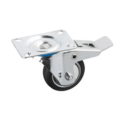 Afbeelding van Metafranc Zwenkwiel Ø 100 mm vergrendeling 104 x 80 plaat massief rubberen wiel zacht loopvlak rollager 70 kg draagkracht/transportwiel/meubelwiel/heavy duty roller / 800770