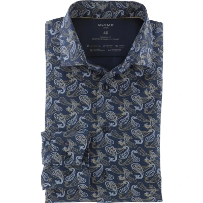 Afbeelding van OLYMP Luxor 24/7 modern fit overhemd tricot natuur dessin Strijkvriendelijk Boordmaat: 41