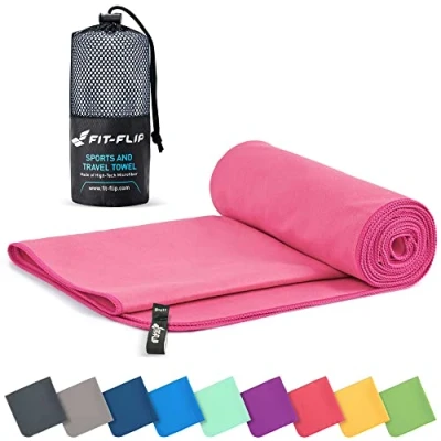 Afbeelding van Microvezel handdoeken compact, ultralicht &amp; sneldrogend handdoek de perfecte sporthanddoek, strandlaken en reishanddoek (50x100cm 1 stuk, Roze)