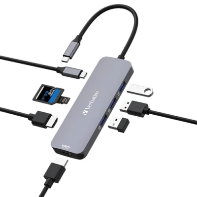 Afbeelding van Verbatim CMH 08 USB Type C 5000 Mbit/s Zilver