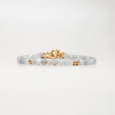 Afbeelding van Ava&amp;Imber Sparkling Labradoriet Armband Stainless Steel (RVS) Grijze Edelsteen Damesarmband