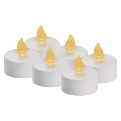 Afbeelding van EMOS Led theelichtjes, wit, 6 stuks, vlamloze kaarsen met flikkereffect, decoratie voor Kerstmis, kerstboom, Allerheiligen, IP20 binnen, batterij, warmwit, DCCV11