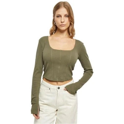 Afbeelding van Urban Classics Longsleeve, Dames, Maat: 4XL, Olive