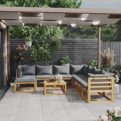 Afbeelding van 9 delige Loungeset met kussens massief acaciahout