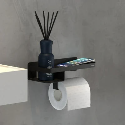 Afbeelding van WC Rolhouder Tiger met Planchet Caddy Zwart